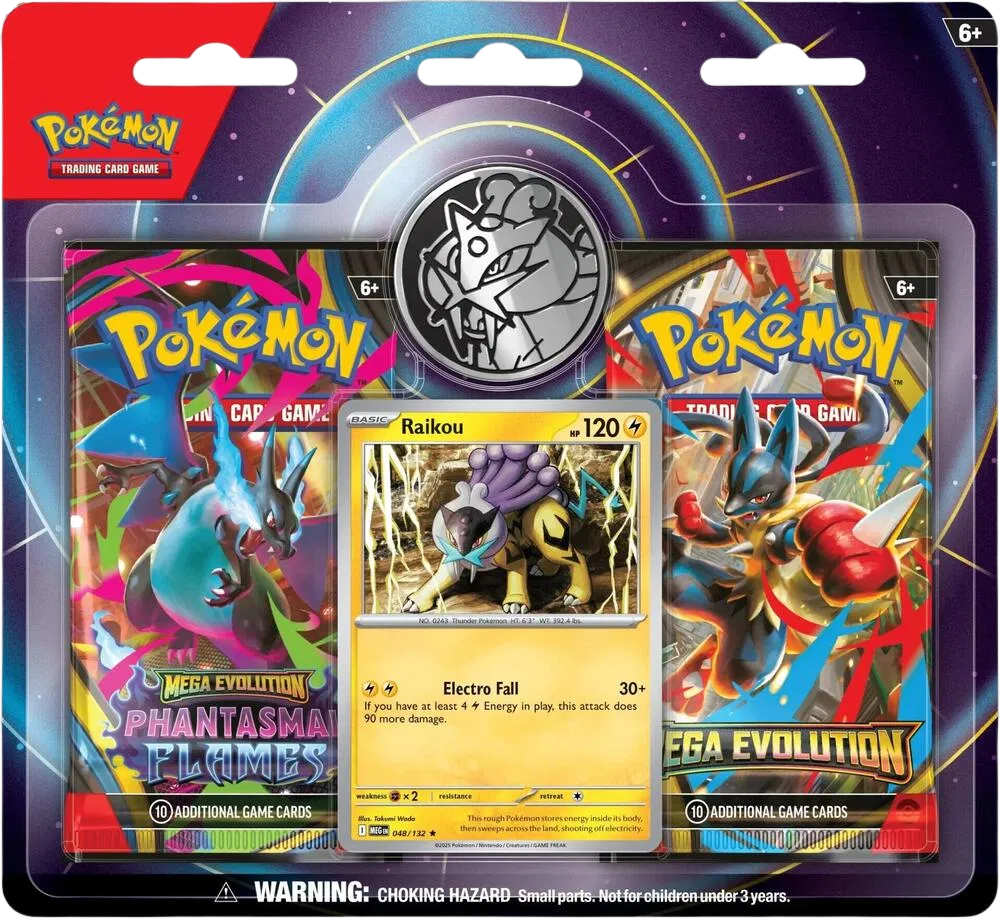 Pokémon TCG: Mega Evolutions and Phantasmal Flames 2 Pack Blister (Raikou)