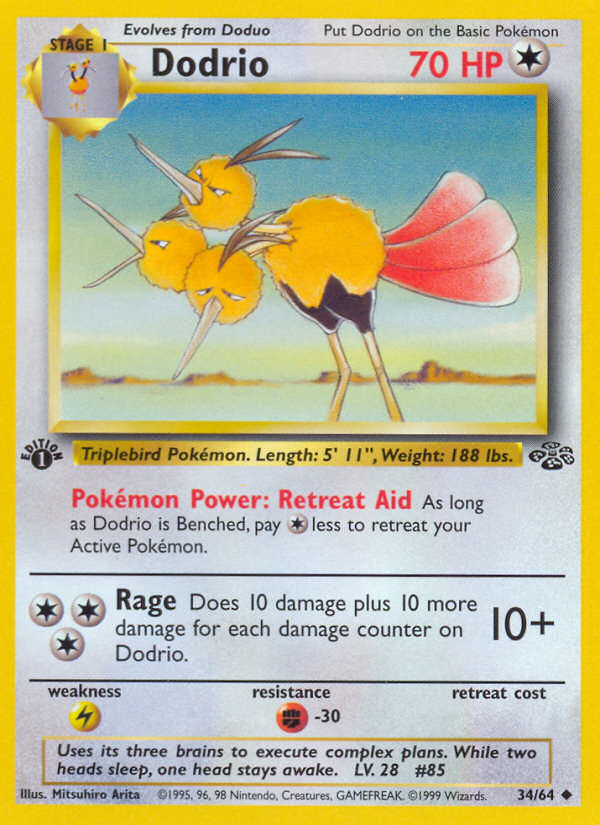 Pokemon Singles - Dodrio (1st Edition) - Jungle 34/64