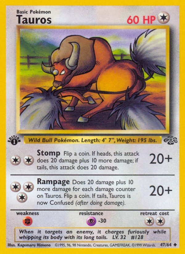 Pokemon Singles - Tauros (1st Edition) - Jungle 47/64