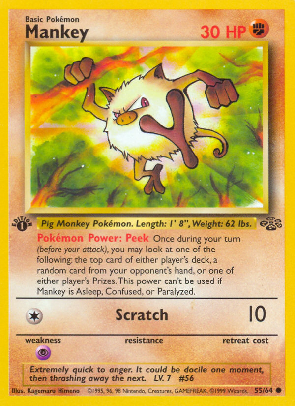 Pokemon Singles - Mankey (1st Edition) - Jungle 55/64