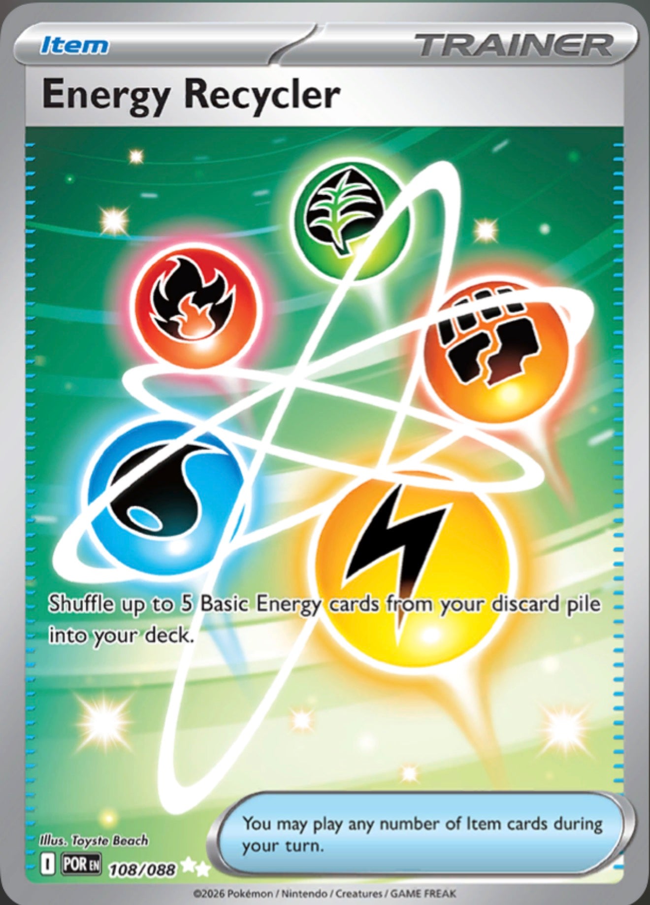 Pokémon Singles - Energy Recycler - POR 108/88