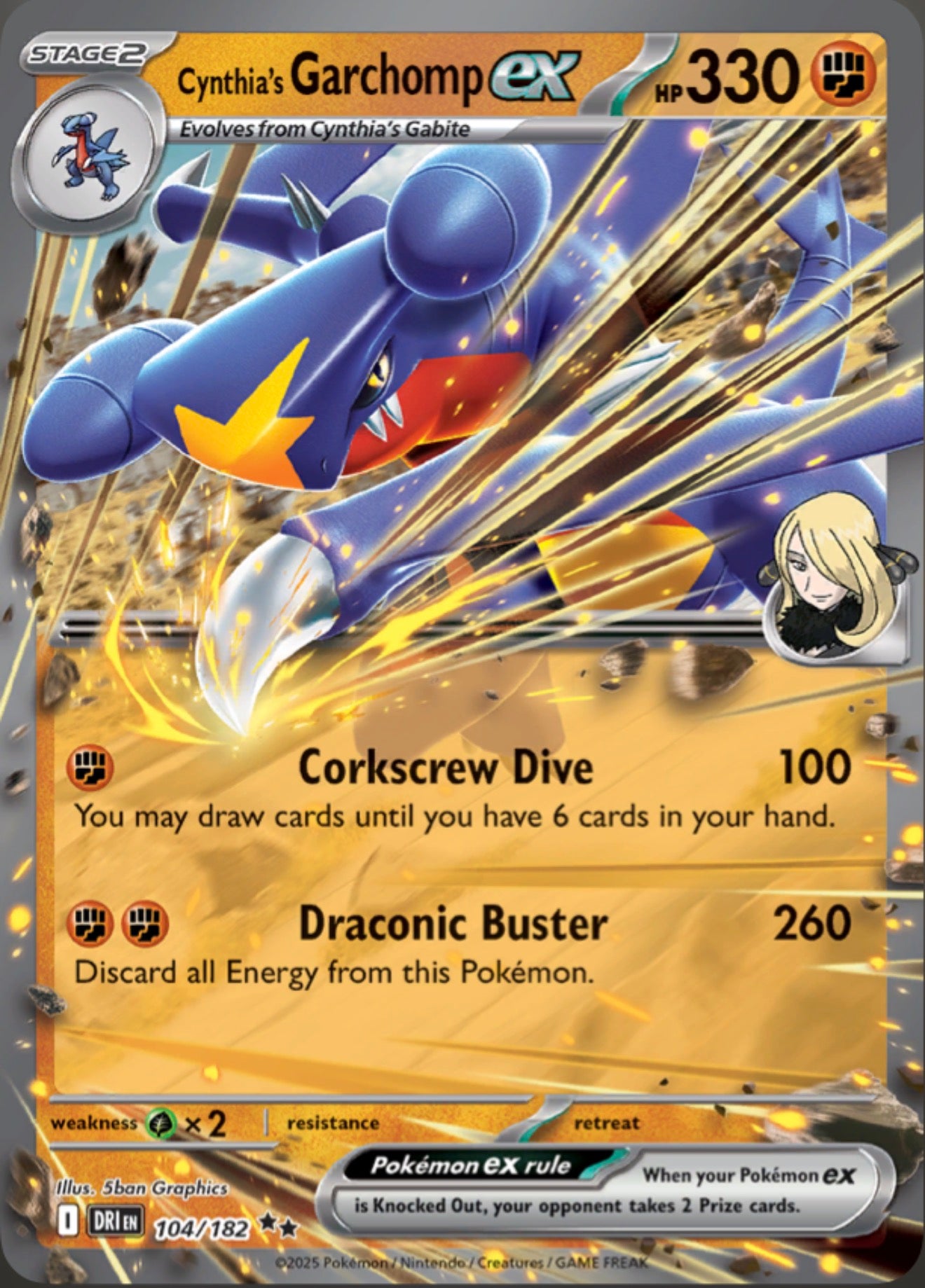 Pokémon Singles - Cynthia's Garchomp ex - DRI 104/182