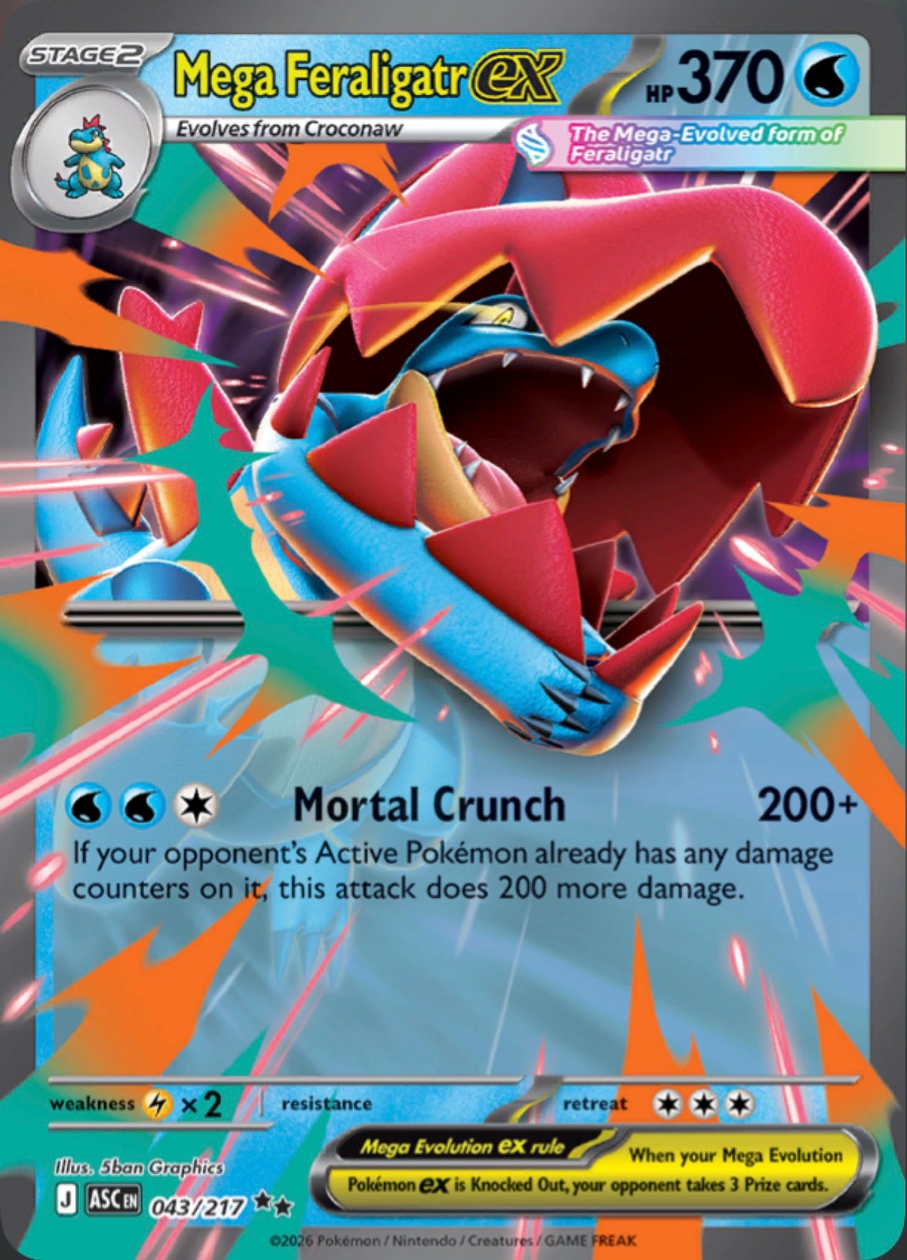 Pokémon Singles - Mega Feraligatr ex - ASC 043/217