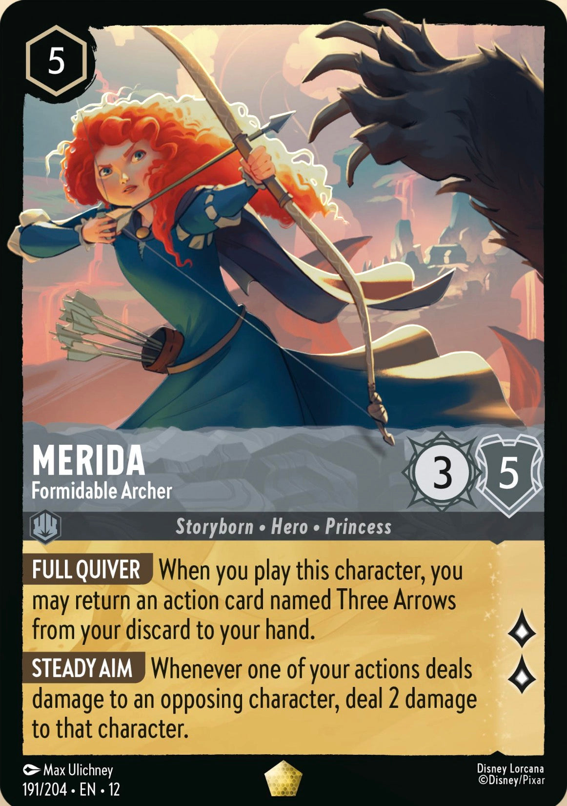 Lorcana Singles - Merida - Formidable Archer - Wilds Unknown EN 12 191/204 (Copy)