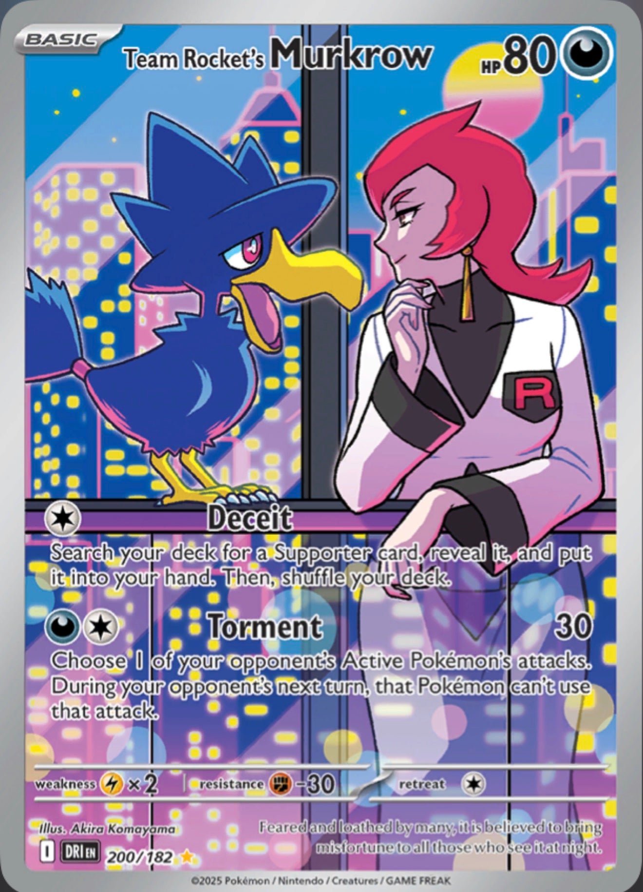 Pokémon Singles - Team Rocket's Murkrow- DRI 200/182