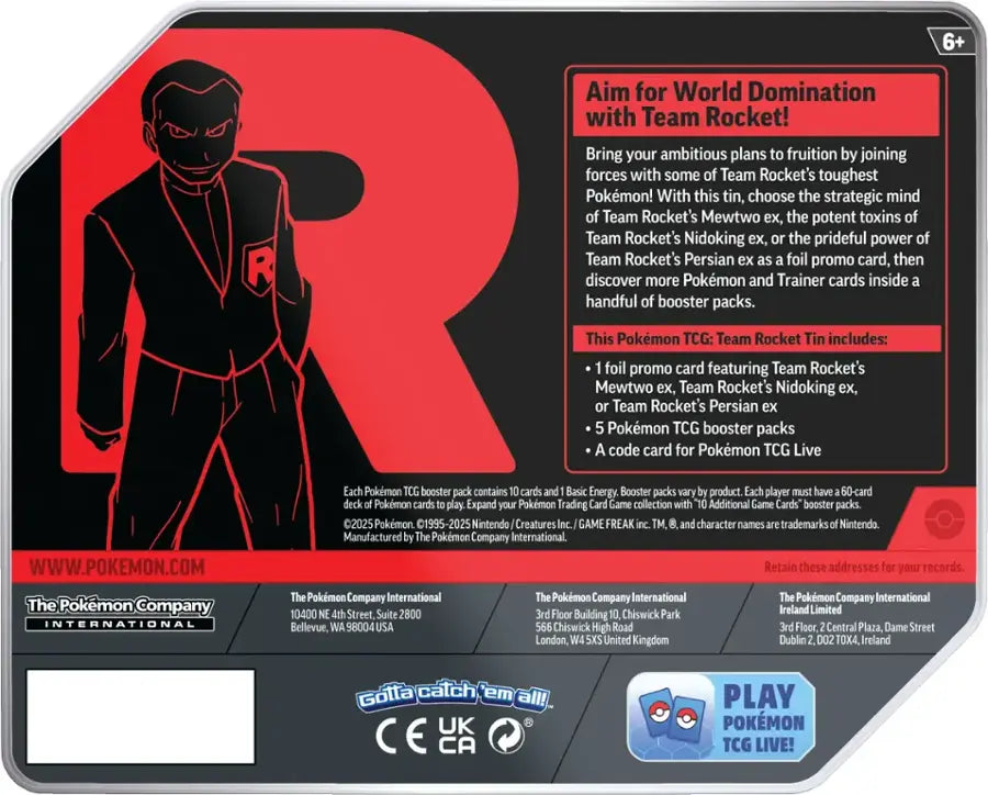 Pokémon - Trading Card Game: Team Rocket Tin - Mewtwo