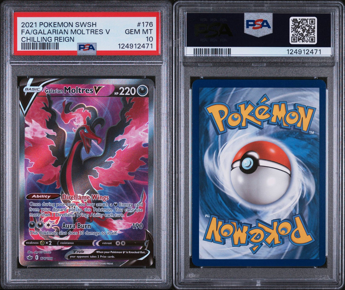 GALARIAN MOLTRES V 176 | 2021 POKEMON SWORD & SHIELD CHILLING REIGN - PSA 10