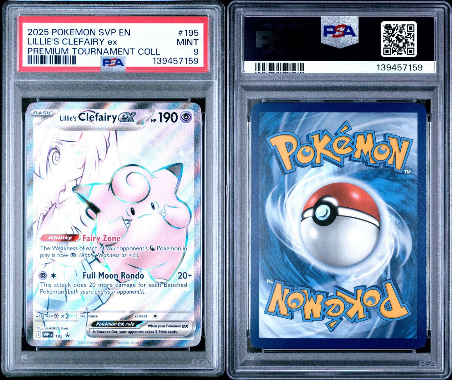 LILLIE'S CLEFAIRY EX 195 | 2025 POKEMON SVP EN-SV BLACK STAR PROMO | LILLIE PREMIUM TOURNAMENT COLLECTION - PSA 9