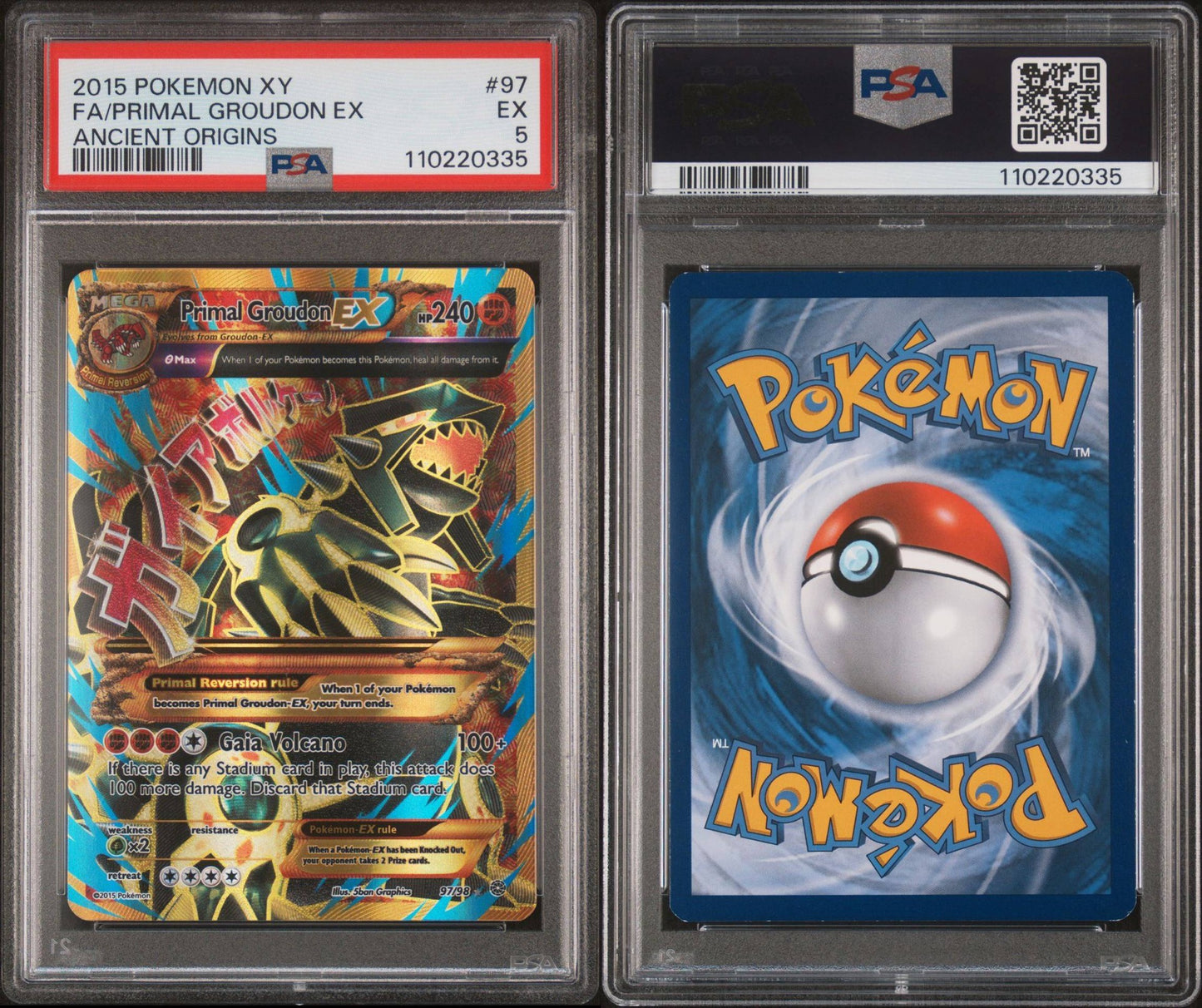 PRIMAL GROUDON EX 97 - XY ANCIENT ORIGINS FULL ART - PSA 5