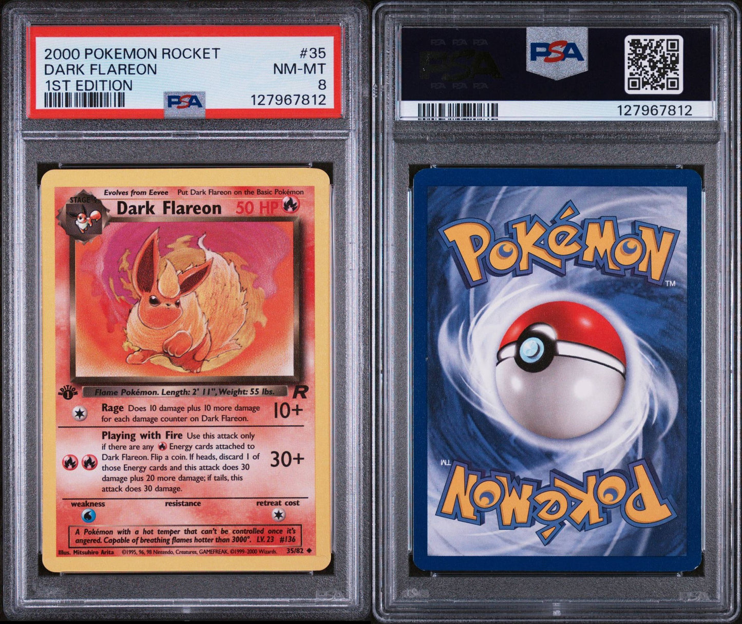 DARK FLAREON 35 | 2000 POKEMON ROCKET | 1ST EDITION - PSA 8