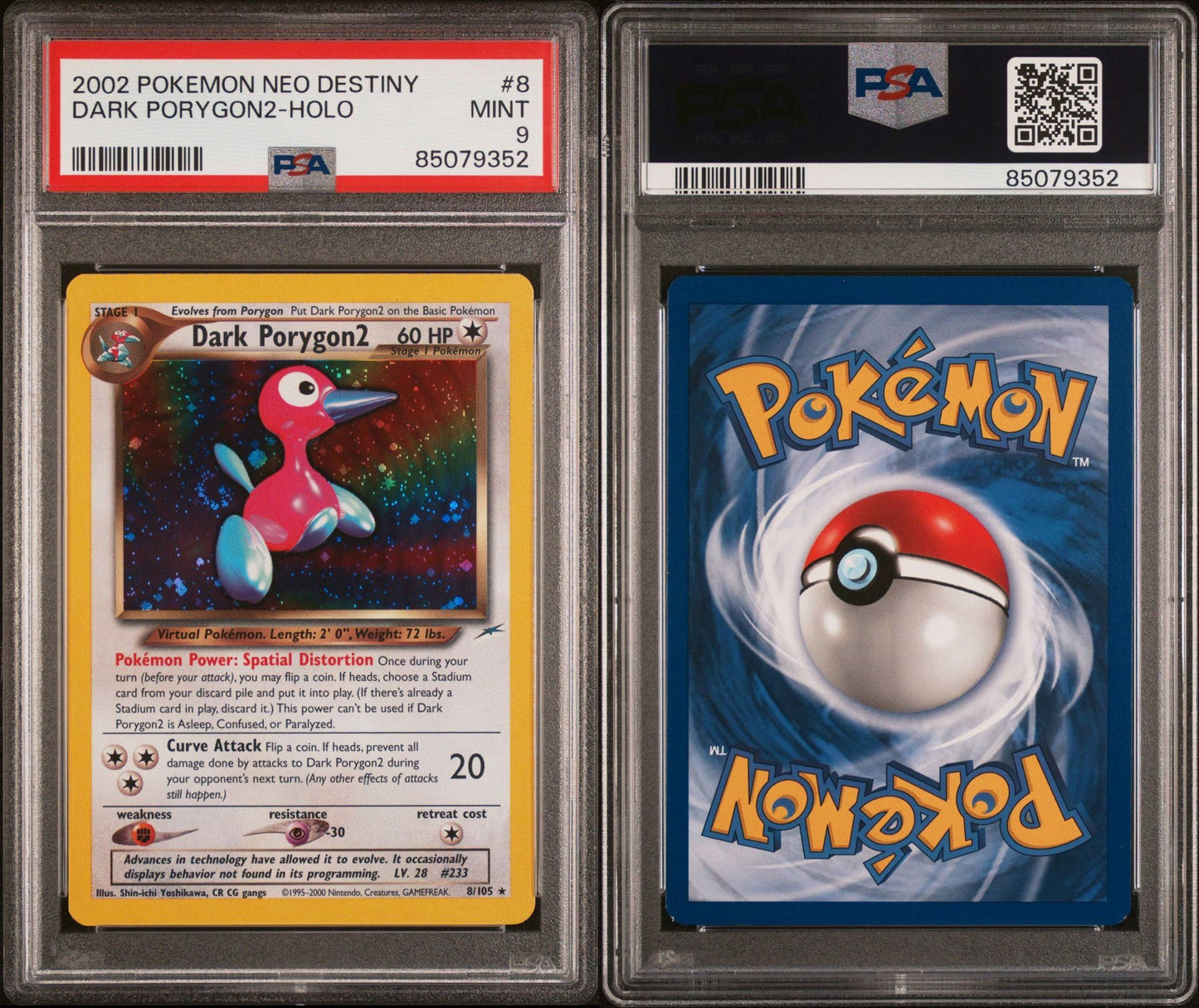 DARK PORYGON2-HOLO 8 | 2002 POKEMON NEO DESTINY - PSA 9