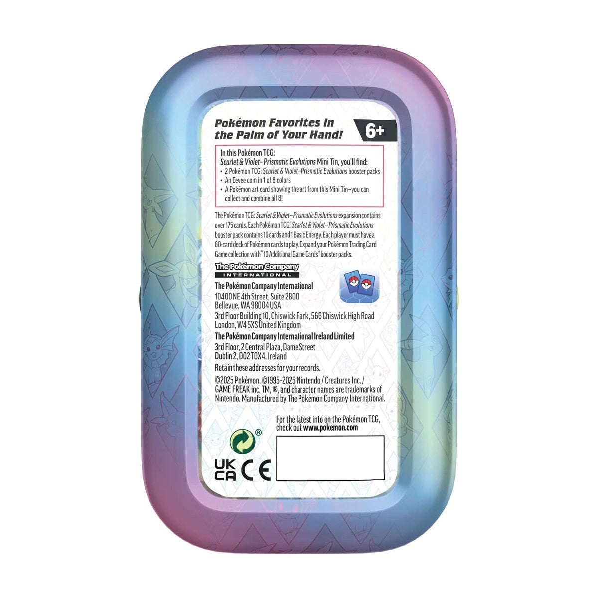 Pokémon TCG: Scarlet & Violet-Prismatic Evolutions Mini Tin (Vaporeon)