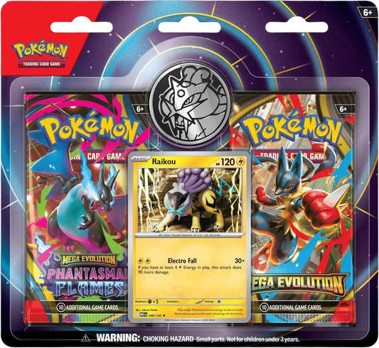 Pokémon TCG: Mega Evolutions and Phantasmal Flames 2 Pack Blister (Raikou)