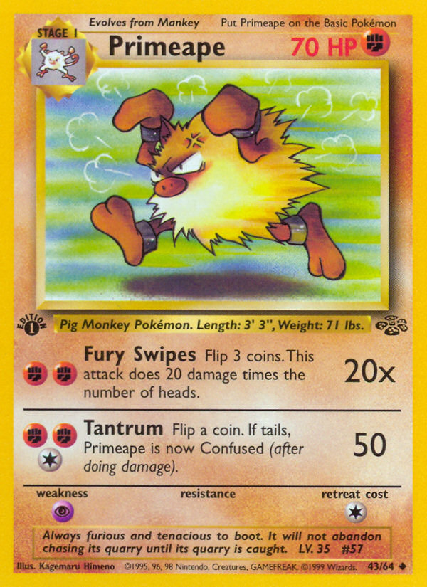 Pokemon Singles - Primeape (1st Edition) - Jungle 43/64