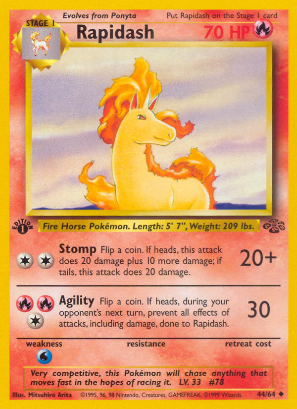 Pokemon Singles - Rapidash (1st Edition) - Jungle 44/64