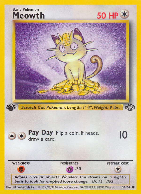 Pokemon Singles - Meowth (1st Edition) - Jungle 56/64