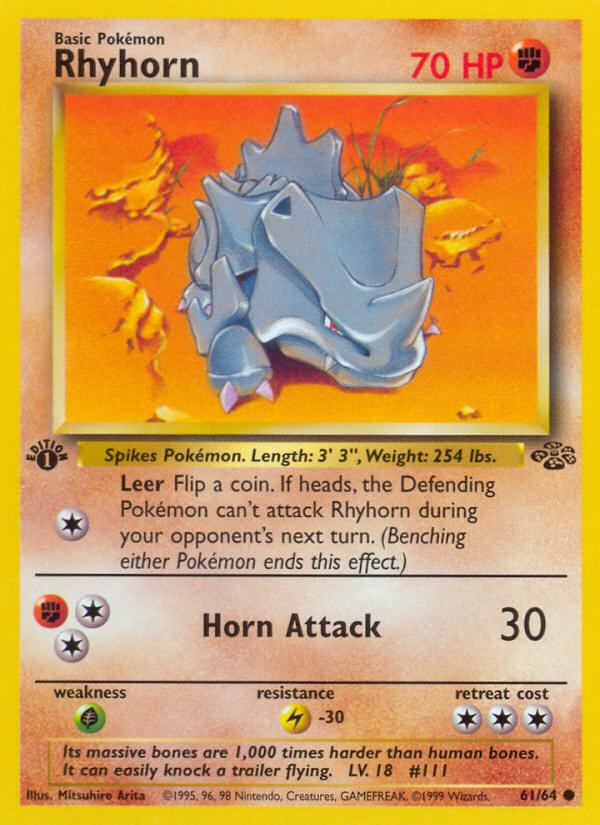 Pokemon Singles - Rhyhorn (1st Edition) - Jungle 61/64