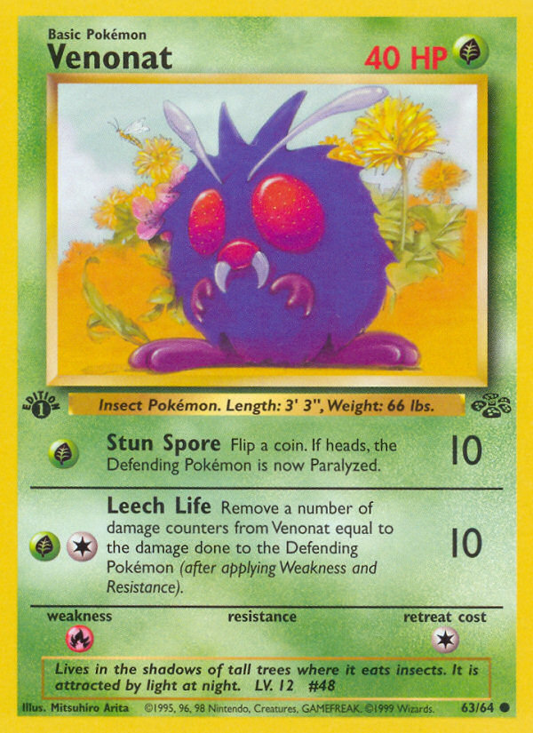Pokemon Singles - Venonat (1st Edition) - Jungle 63/64