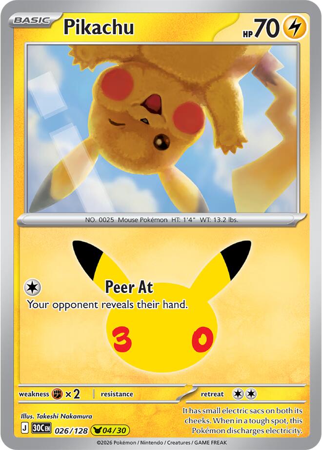 Pikachu - 30th Celebration 026/128 - 4/30