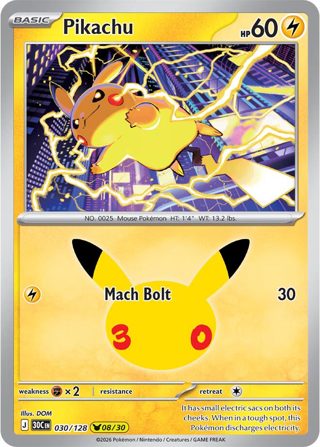 Pikachu - 30th Celebration 030/128 - 8/30