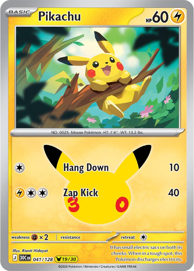 Pikachu - 30th Celebration 041/128 - 19/30