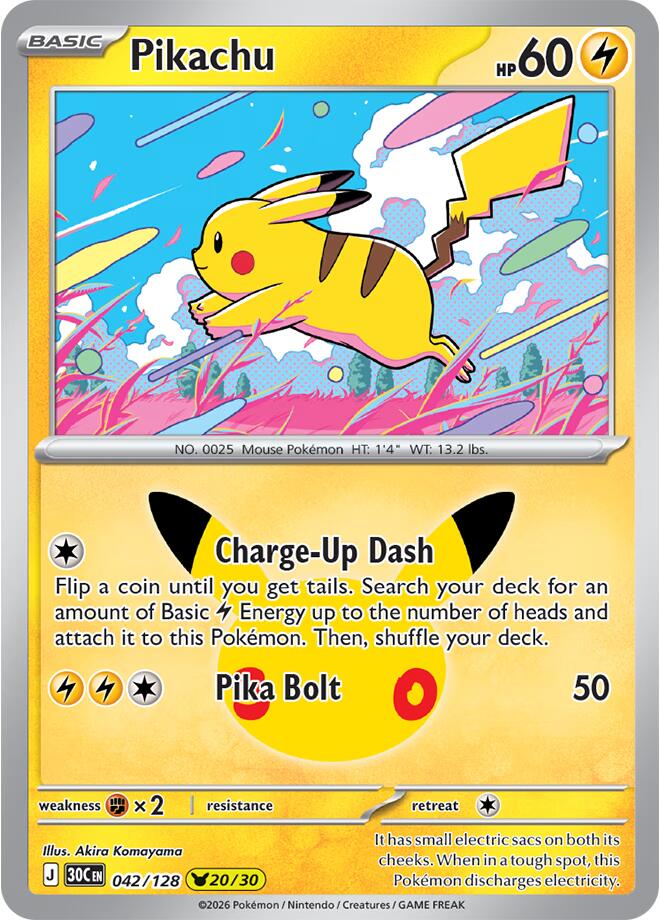 Pikachu - 30th Celebration 042/128 - 20/30