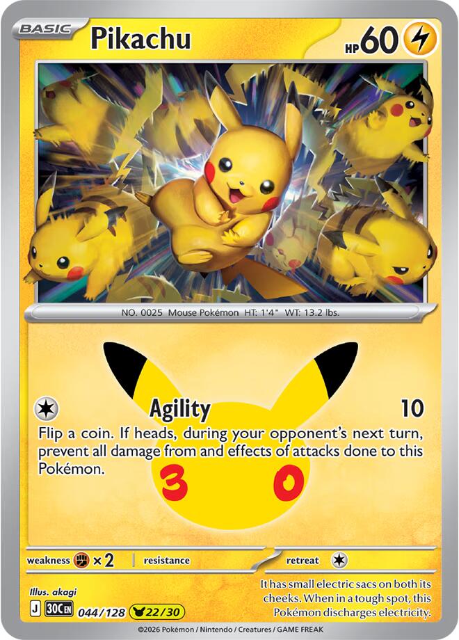 Pikachu - 30th Celebration 044/128 - 22/30