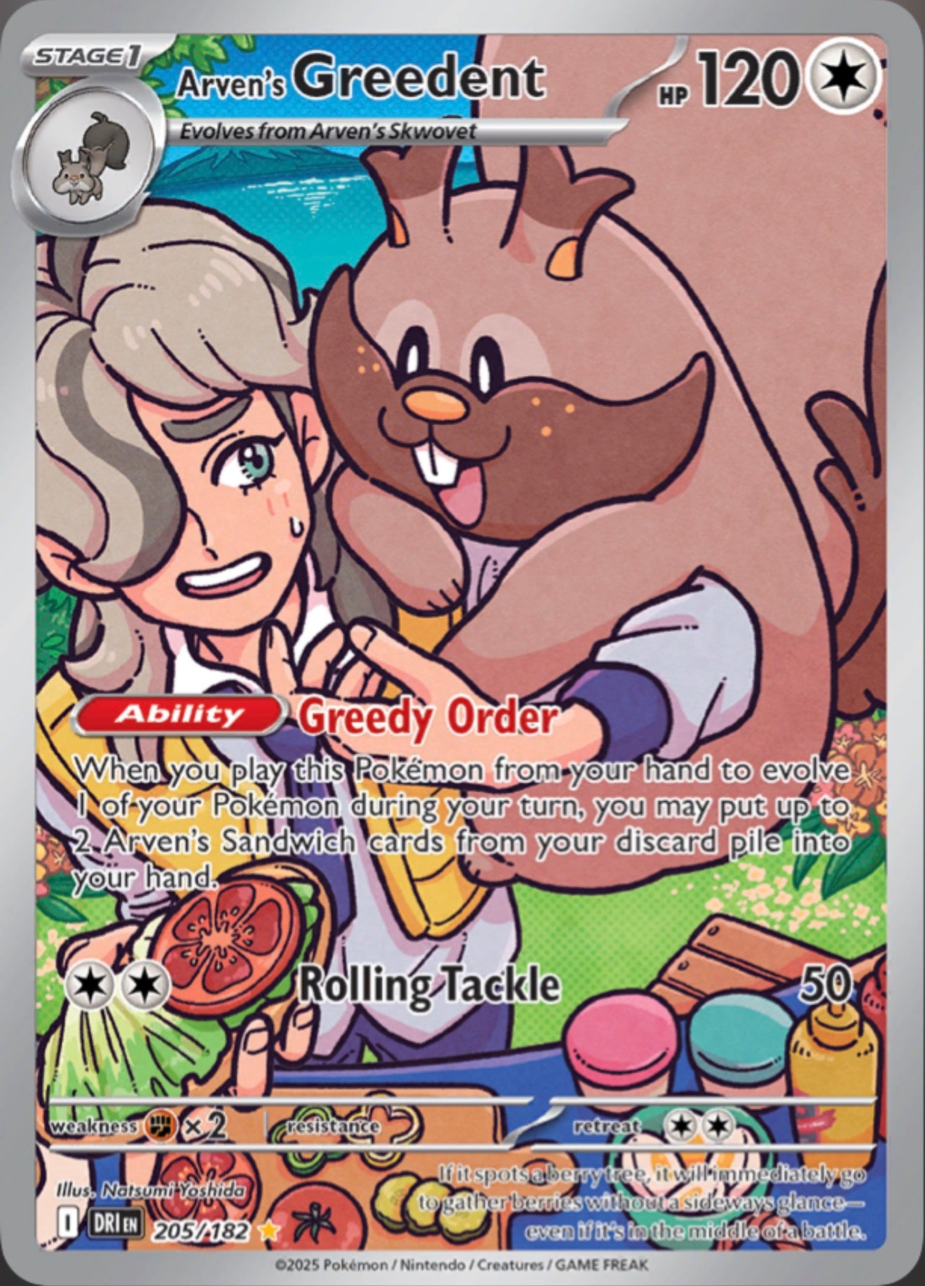 Pokémon Singles - Arven's Greedent - DRI 205/182