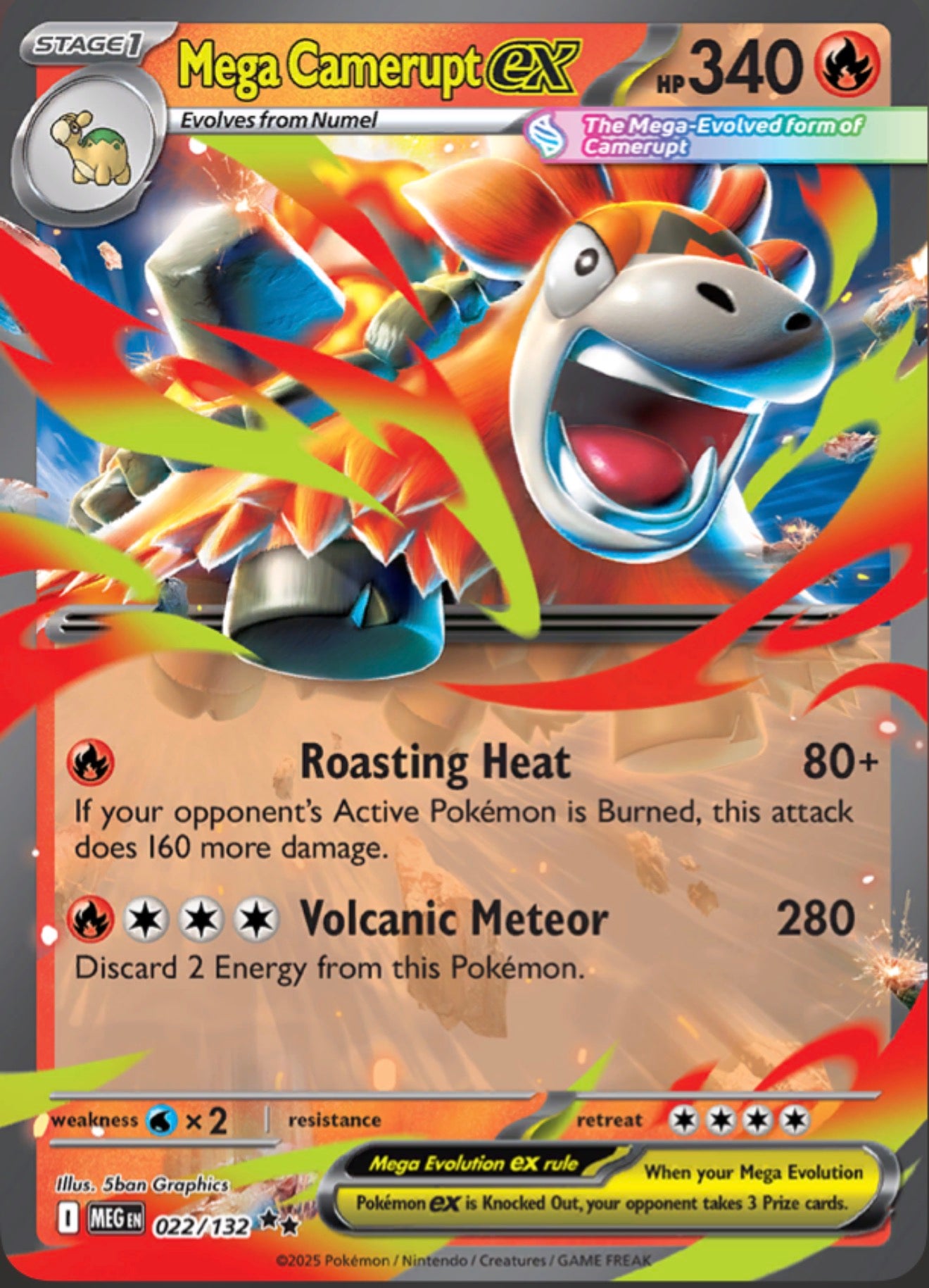 Pokémon Singles - Mega Camerupt ex - MEG 22/132