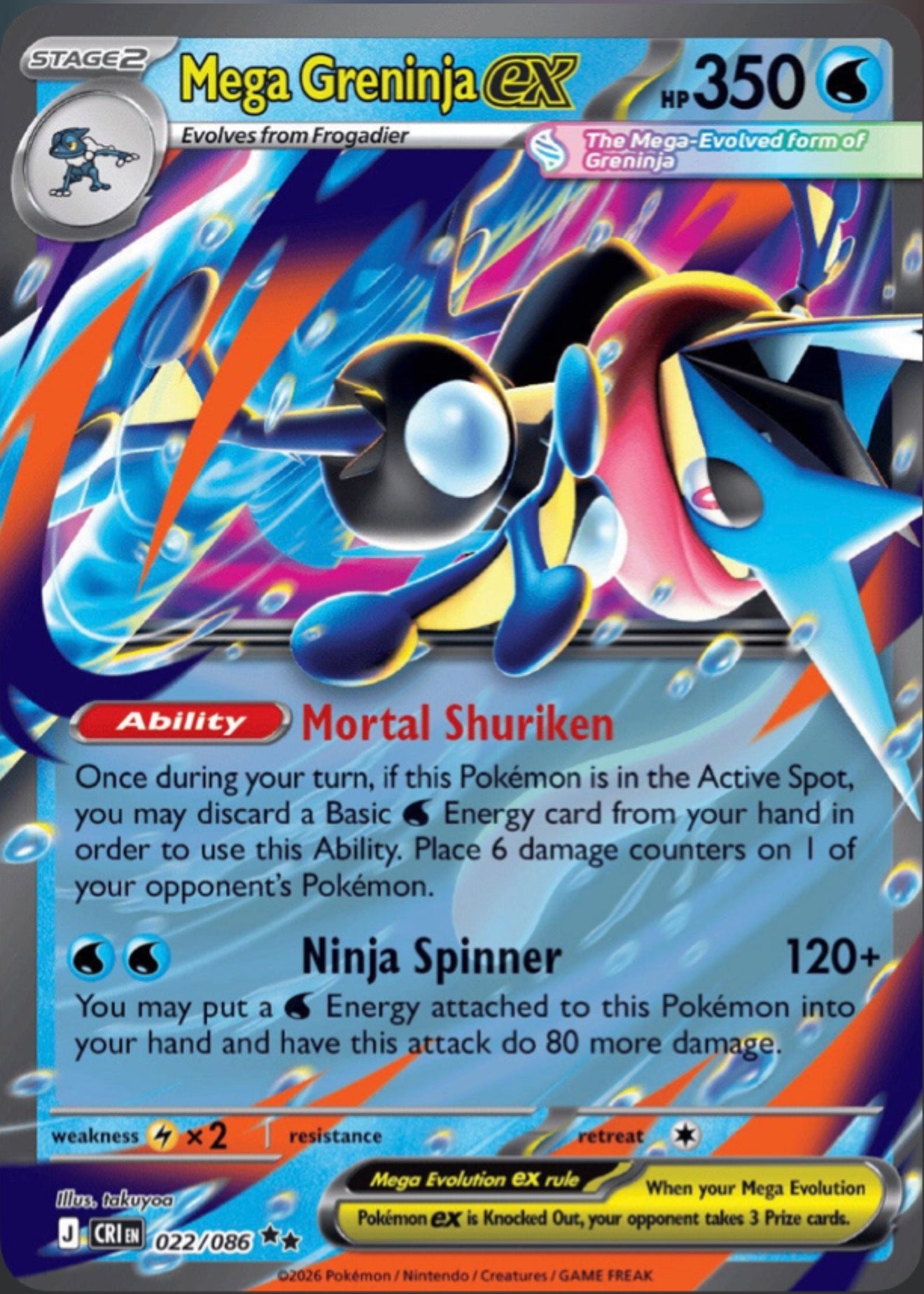 Pokémon Singles - Mega Greninja ex - CRI 22/86