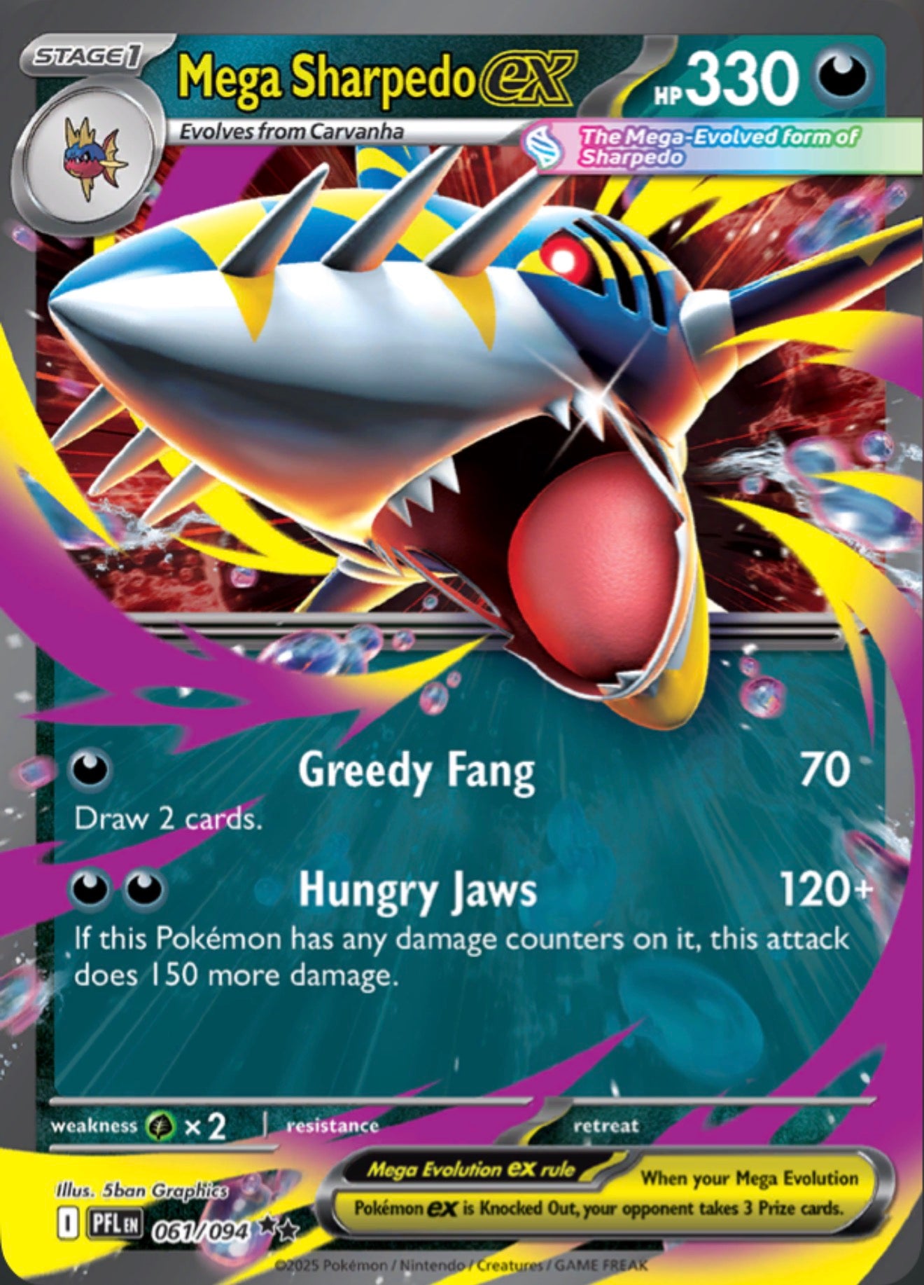 Pokémon Singles - Mega Sharpedo ex - PFL 61/94