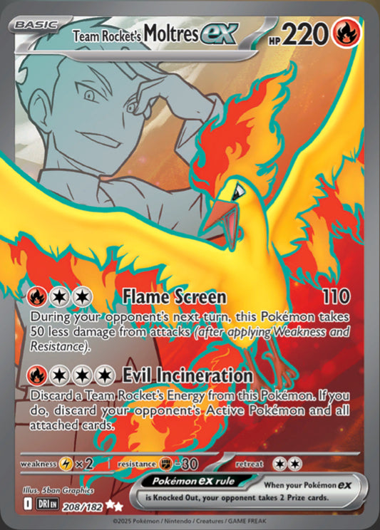 Pokémon Singles - Team Rocket’s Moltres ex - DRI 208/182