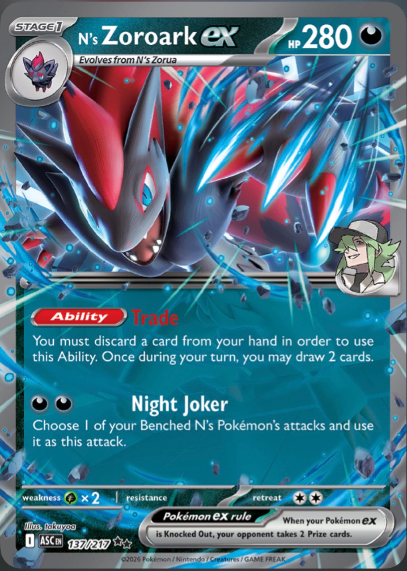 Pokémon Singles - N’s Zoroark ex - ASC 137/217