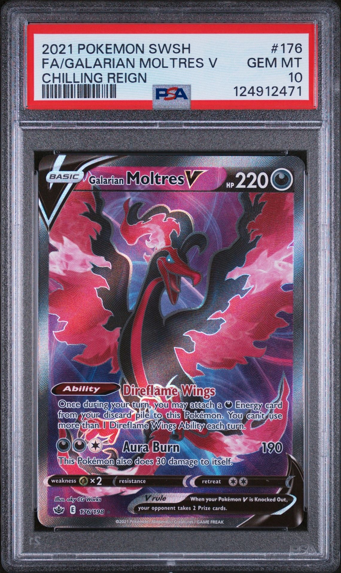 GALARIAN MOLTRES V 176 | 2021 POKEMON SWORD & SHIELD CHILLING REIGN - PSA 10