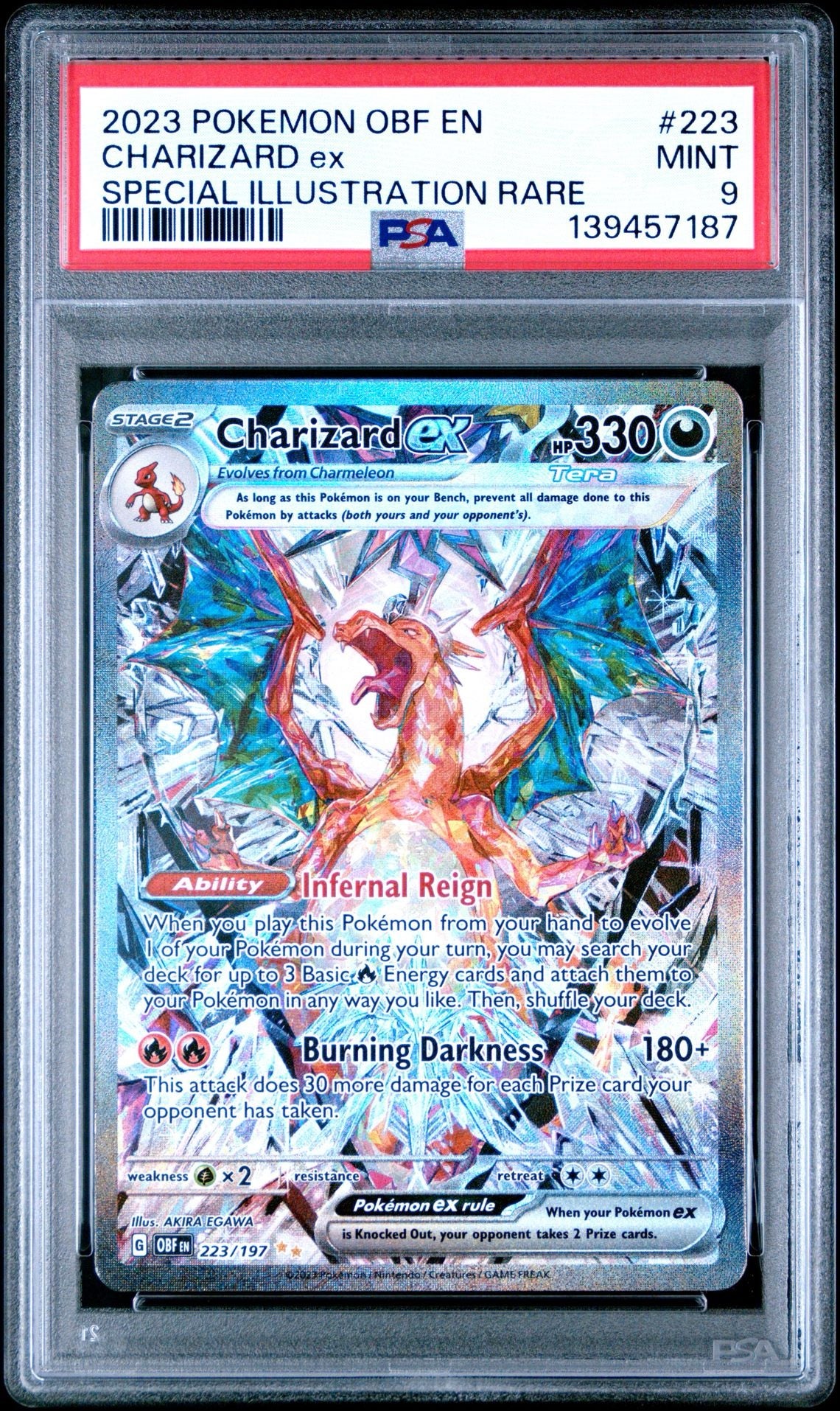 CHARIZARD EX 223 | 2023 POKEMON OBF EN-OBSIDIAN FLAMES | SPECIAL ILLUSTRATION RARE - PSA 9