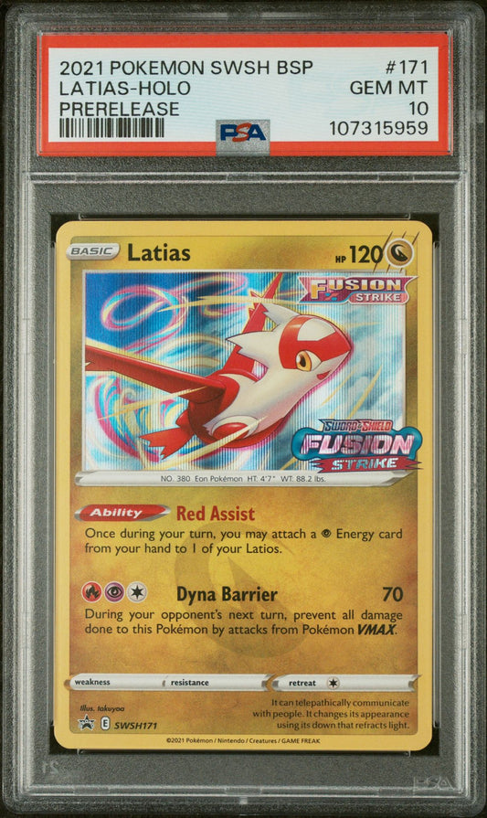 Latias-Holo Fusion Strike Prerelease | 2021 POKEMON SWSH BLACK STAR PROMO - PSA 10
