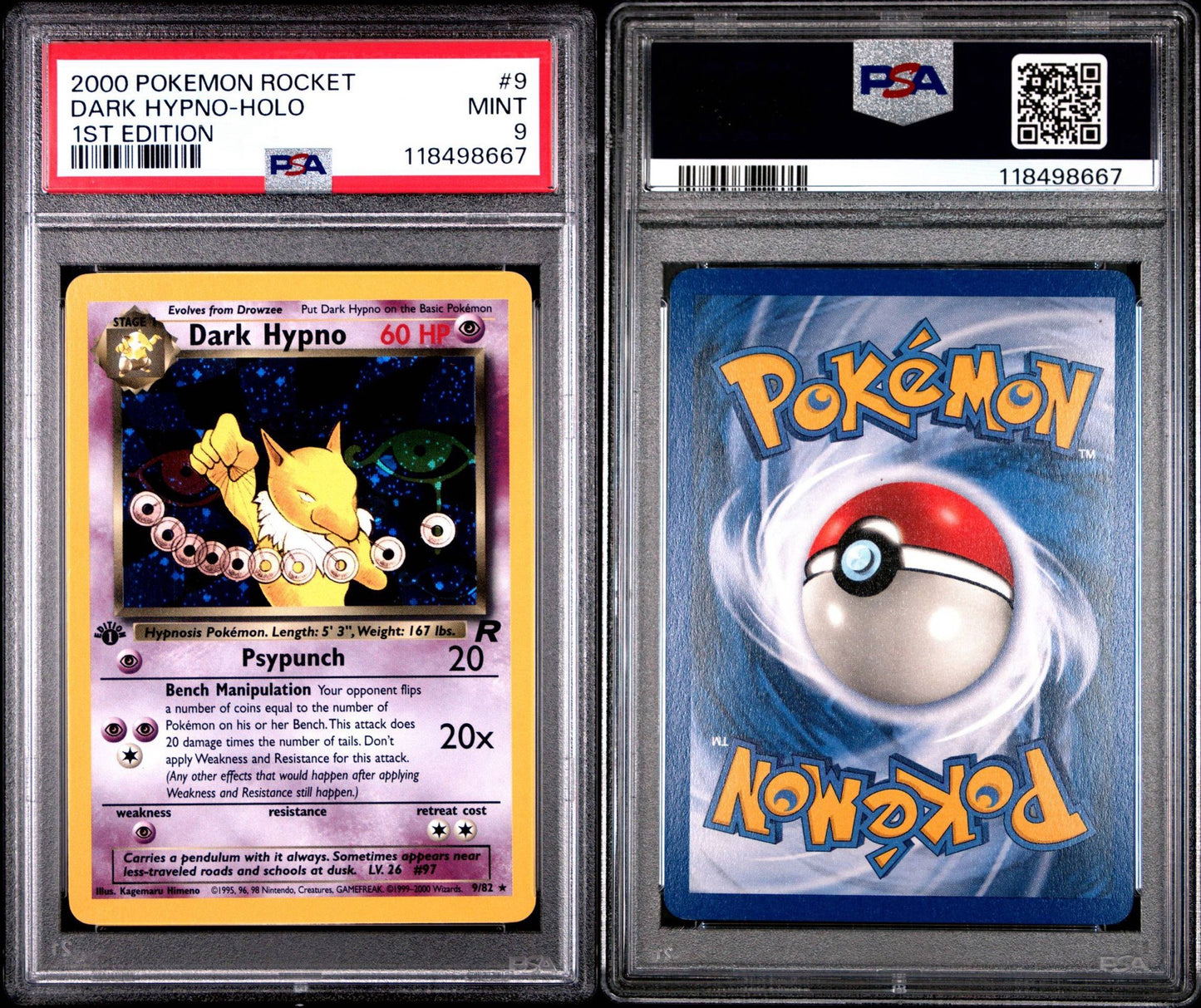 Dark Hypno - Holo 1st Edition | 2000 Pokémon Team Rocket - PSA 9