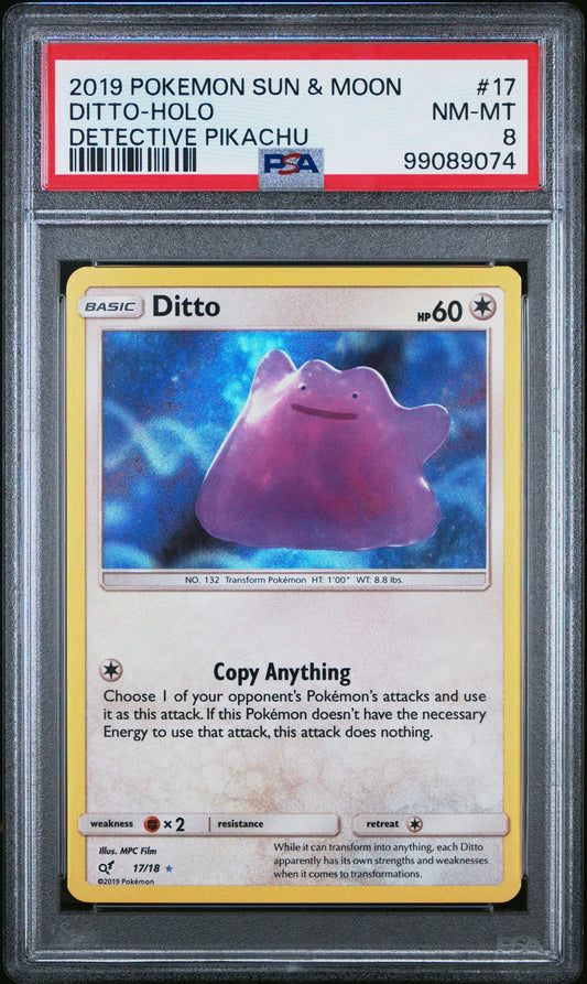 Ditto - Holo #17 | 2019 POKEMON SUN & MOON Detective Pikachu - PSA 8