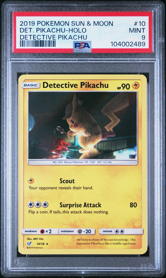 Detective Pikachu - Holo #10 | 2019 POKEMON SUN & MOON Detective Pikachu - PSA 9