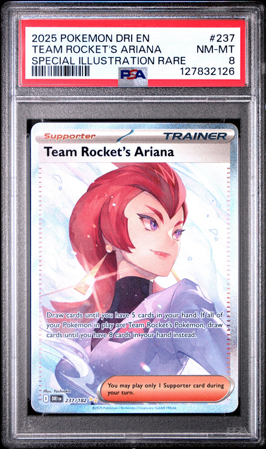 TEAM ROCKET'S ARIANA #237 | 2025 POKEMON DRI EN-DESTINED RIVALS | PSA 8