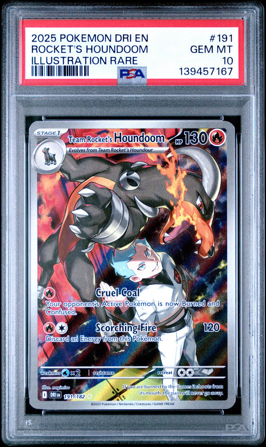 TEAM ROCKET'S HOUNDOOM #191 |  2025 POKEMON DRI EN-DESTINED RIVALS | PSA 10