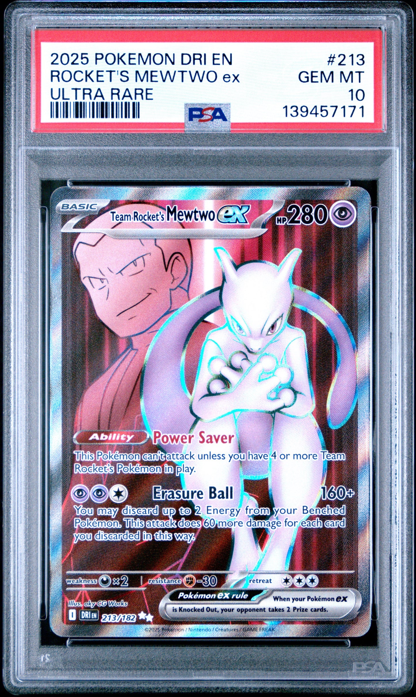 TEAM ROCKET'S MEWTWO #213 | 2025 POKEMON DRI EN-DESTINED RIVALS | PSA 10