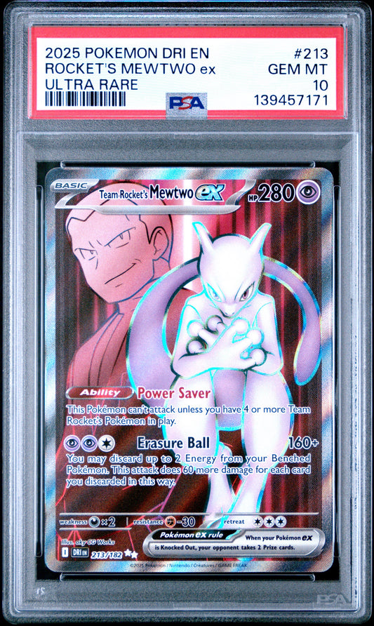 TEAM ROCKET'S MEWTWO #213 | 2025 POKEMON DRI EN-DESTINED RIVALS | PSA 10