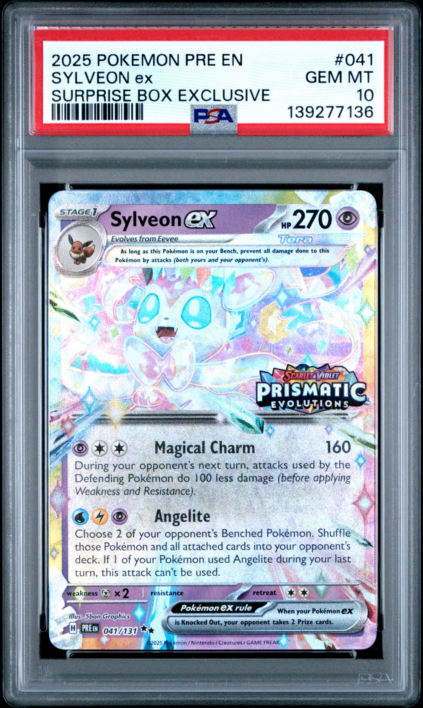 SYLVEON EX #41 | 2025 POKEMON PRE EN-PRISMATIC EVOLUTIONS SURPRISE BOX EXCLUSIVE | PSA 10