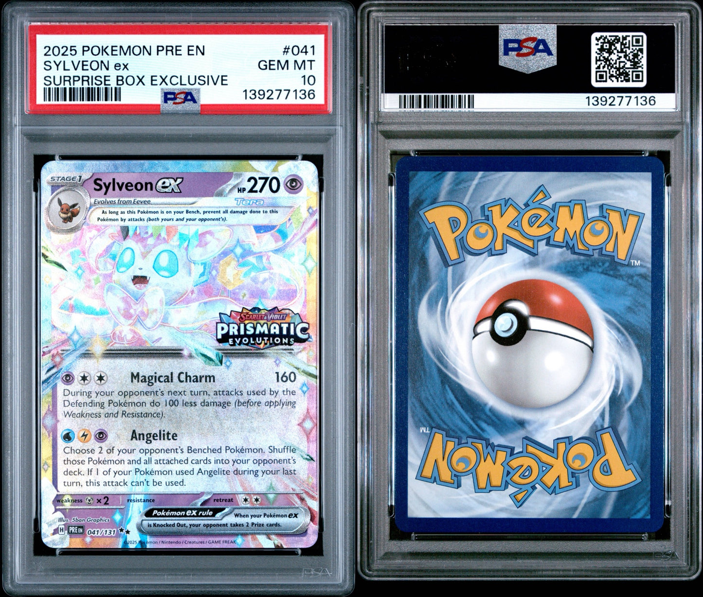 SYLVEON EX #41 | 2025 POKEMON PRE EN-PRISMATIC EVOLUTIONS SURPRISE BOX EXCLUSIVE | PSA 10