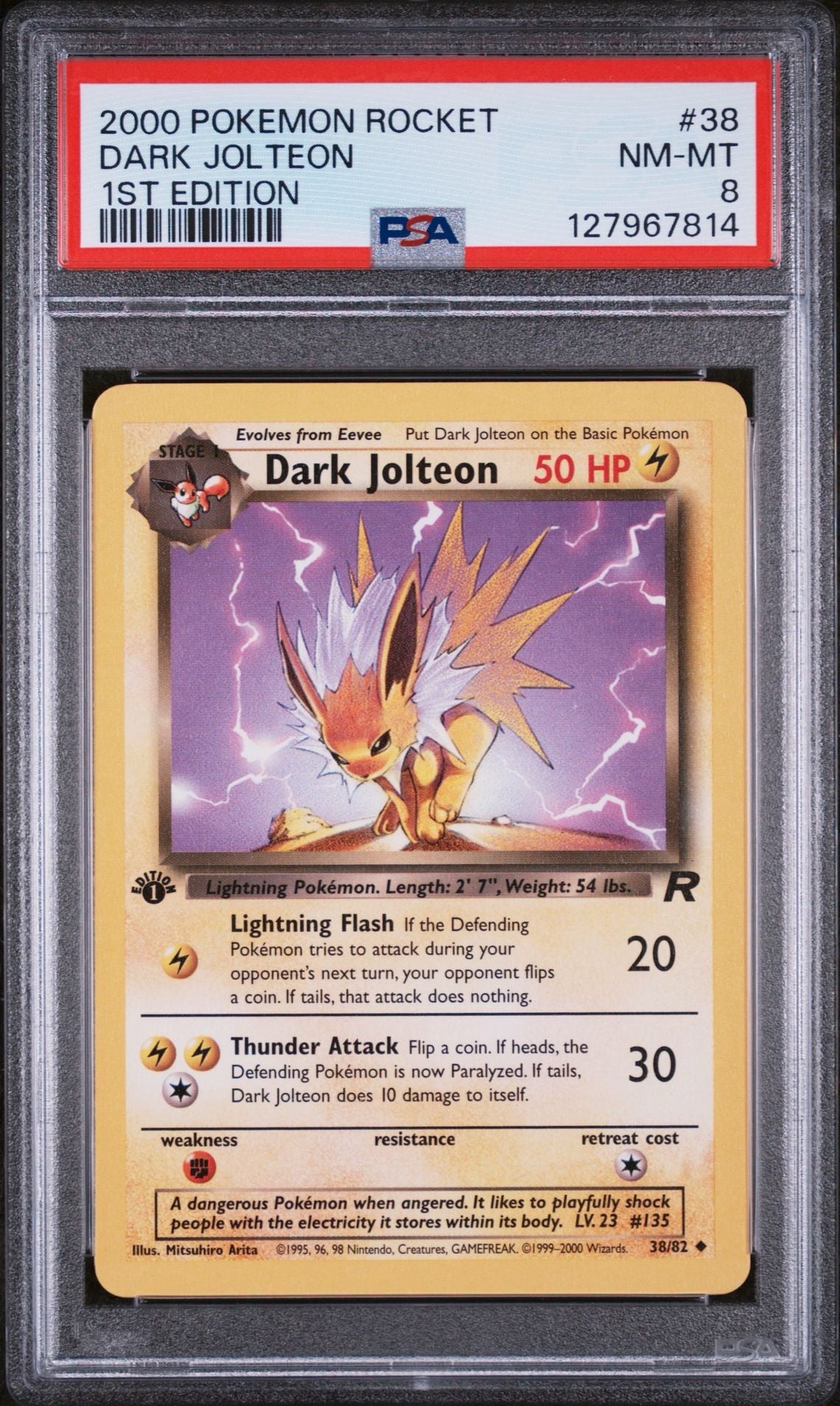 DARK JOLTEON 38 | 2000 POKEMON ROCKET | 1ST EDITION - PSA 8