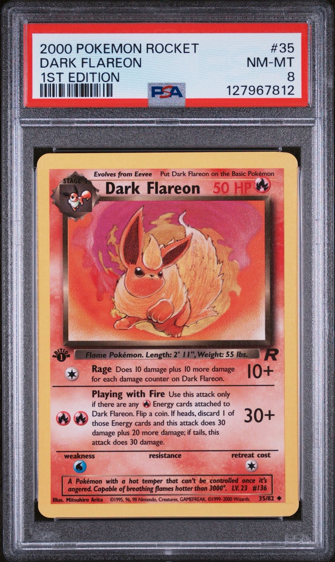 DARK FLAREON 35 | 2000 POKEMON ROCKET | 1ST EDITION - PSA 8