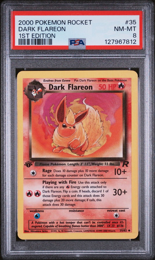 DARK FLAREON 35 | 2000 POKEMON ROCKET | 1ST EDITION - PSA 8