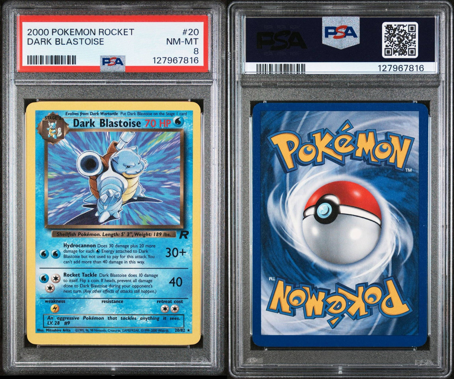 DARK BLASTOISE 20 | 2000 Pokémon Team Rocket - PSA 8