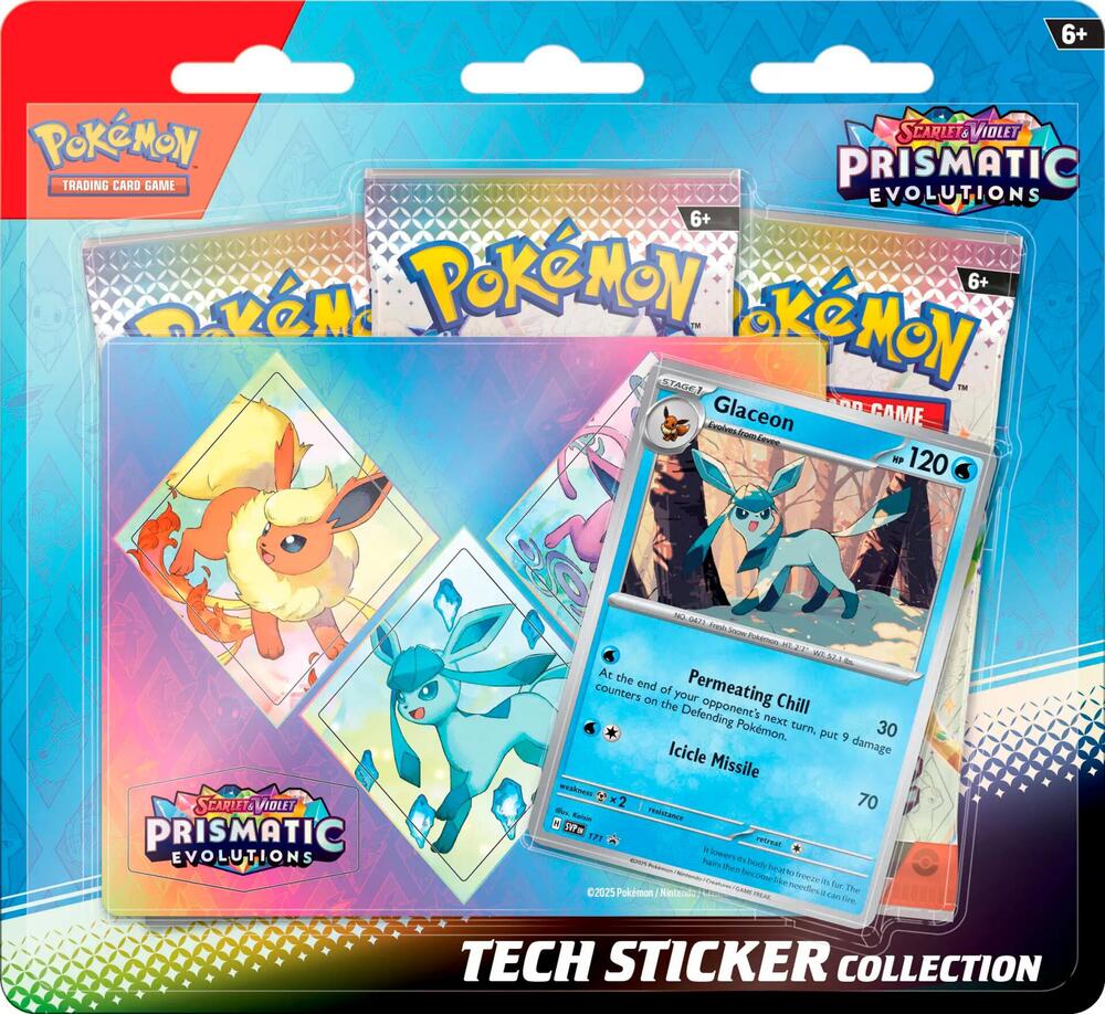 Pokémon TCG: Prismatic Evolutions Tech Sticker Collection (Glaceon) 3 Packs)